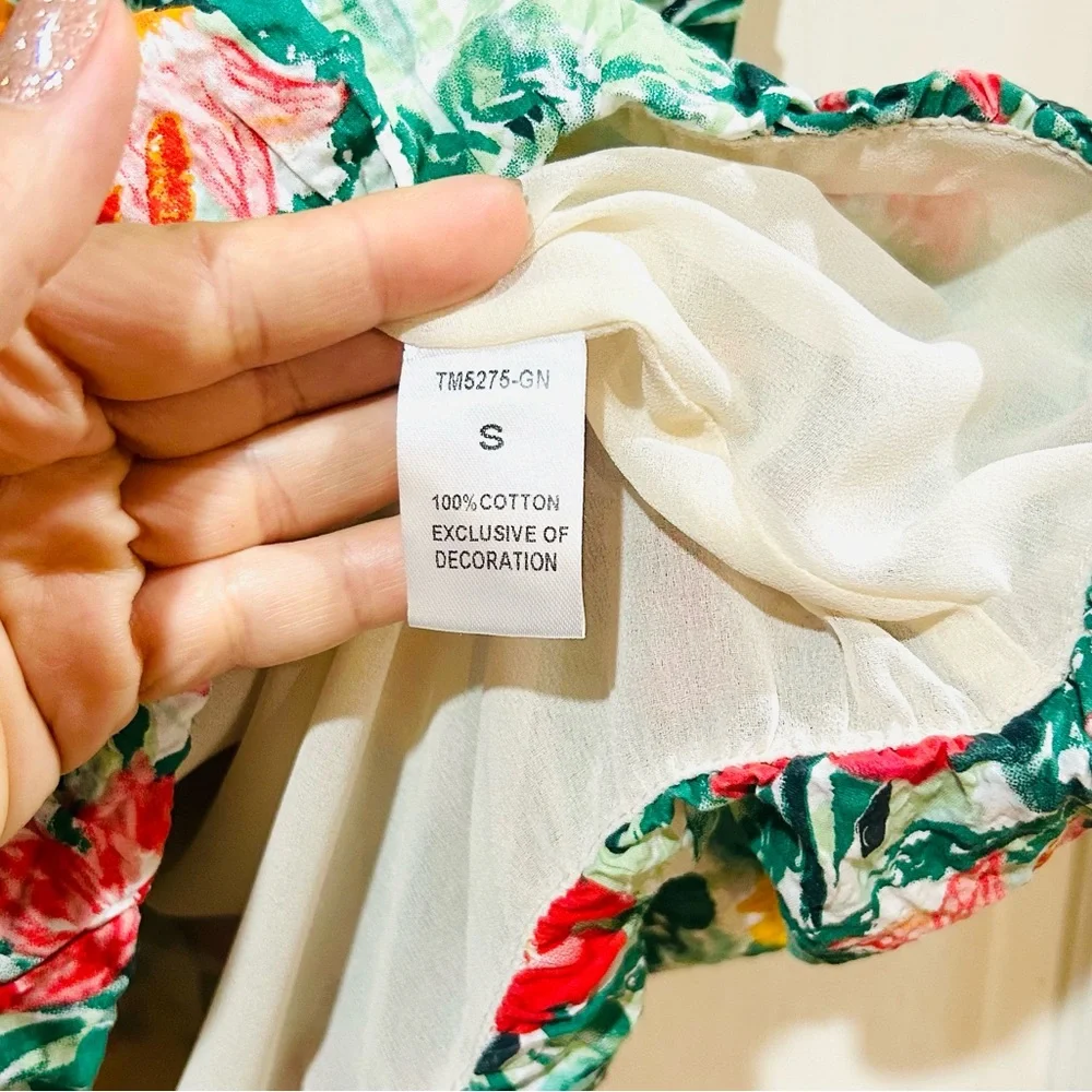 {THML} Floral Print Ruffle Top - Picture 7 of 7